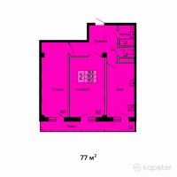 ЖК Жана — 2-ком 77 м² (от 26,950,000 тг)