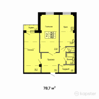 ЖК Жана — 2-ком 78.7 м² (от 27,545,000 тг)