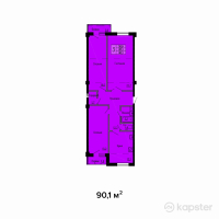 ЖК Жана — 3-ком 90.1 м² (от 31,535,000 тг)