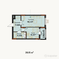 ЖК Амирель — 1-ком 39.2 м² (от 10,962,000 тг)