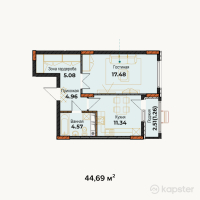 ЖК Амирель — 1-ком 44.7 м² (от 11,172,500 тг)