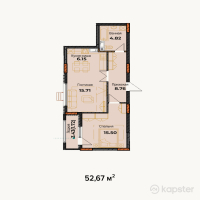 ЖК Амирель — 2-ком 52.7 м² (от 13,167,500 тг)