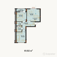 ЖК Амирель — 3-ком 61.9 м² (от 15,480,000 тг)