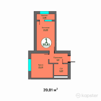 ЖК Sauran — 1-ком 39.8 м² (от 5,573,400 тг)