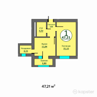 ЖК Sauran — 1-ком 47.2 м² (от 6,609,400 тг)