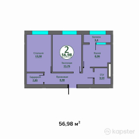 ЖК Sauran — 2-ком 57 м² (от 7,977,200 тг)