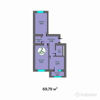 ЖК Sauran — 2-ком 69.8 м² (от 9,770,600 тг)