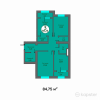 ЖК Sauran — 3-ком 84.8 м² (от 11,865,000 тг)