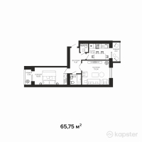 ЖК Династия — 2-ком 65.8 м² (от 22,355,000 тг)