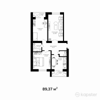 ЖК Династия — 3-ком 89.4 м² (от 28,598,400 тг)