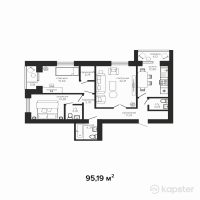 ЖК Династия — 3-ком 95.2 м² (от 30,460,800 тг)