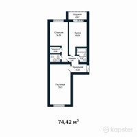 ЖК Azimut — 2-ком 74.4 м² (от 25,302,800 тг)