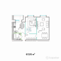 ЖК Назым — 2-ком 67.1 м² (от 23,824,000 тг)