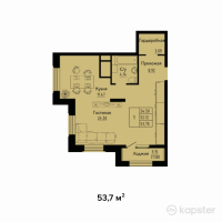 ЖК Яссауи — 2-ком 53.7 м² (от 22,554,000 тг)