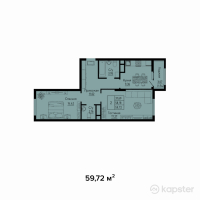 ЖК Яссауи — 2-ком 59.7 м² (от 24,186,600 тг)