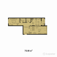 ЖК Яссауи — 2-ком 73.2 м² (от 30,735,600 тг)