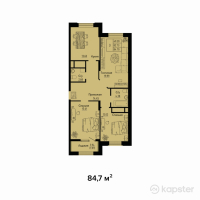 ЖК Яссауи — 3-ком 84.7 м² (от 35,582,400 тг)