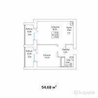 ЖК AQ TILEK — 2-ком 54.7 м² (от 19,684,800 тг)