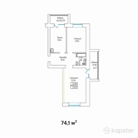 ЖК AQ TILEK — 2-ком 74.1 м² (от 26,676,000 тг)