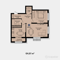 ЖК Tengri City Jassyl — 2-ком 64.6 м² (от 30,366,700 тг)