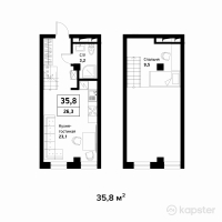 ЖК Askarov Loft — 2-ком 35.8 м² (от 23,270,000 тг)