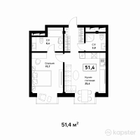 ЖК Askarov Loft — 2-ком 51.4 м² (от 33,410,000 тг)