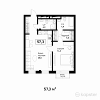 ЖК Askarov Loft — 2-ком 57.3 м² (от 37,245,000 тг)