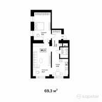 ЖК Askarov Loft — 2-ком 69.3 м² (от 45,045,100 тг)