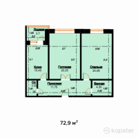 ЖК Dostyk — 2-ком 72.9 м² (от 22,599,000 тг)