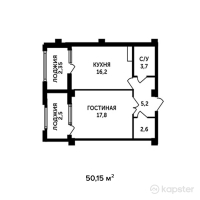 ЖК Парус — 1-ком 50.2 м² (от 19,057,000 тг)