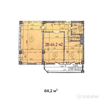 ЖК Krilova — 2-ком 64.2 м² (от 26,322,000 тг)