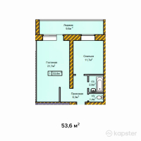 ЖК Болашак — 1-ком 53.6 м² (от 19,564,000 тг)