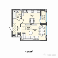 ЖК Tengri — 1-ком 42,6 м² (null)