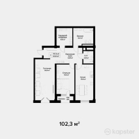 ЖК Центральный на Тулебаева — 2-ком 102.3 м² (от 176,467,500 тг)