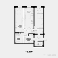 ЖК Центральный на Тулебаева — 2-ком 118.1 м² (от 203,895,000 тг)