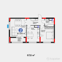 ЖК MoD. Comfort — 2-ком 67.6 м² (от 29,027,640 тг)