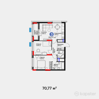 ЖК MoD. Comfort — 3-ком 70.8 м² (от 30,237,480 тг)