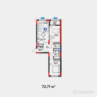 ЖК MoD. Comfort — 3-ком 72.7 м² (от 34,900,800 тг)