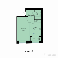 ЖК Daryn — 1-ком 42.2 м² (от 15,392,100 тг)