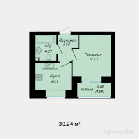 ЖК Anar — 1-ком 30.2 м² (от 12,398,400 тг)