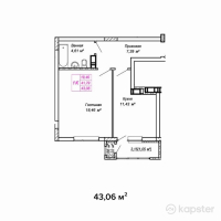 ЖК Легенда — 1-ком 43.1 м² (от 15,071,000 тг)