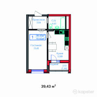 ЖК Safia — 1-ком 39.4 м² (от 15,180,550 тг)