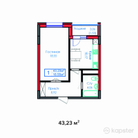 ЖК Safia — 1-ком 43.2 м² (от 16,643,550 тг)