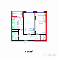 ЖК Safia — 2-ком 63.6 м² (от 24,486,000 тг)