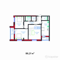 ЖК Safia — 3-ком 86.2 м² (от 33,190,850 тг)