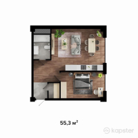 ЖК Kairat — 2-ком 55.3 м² (от 23,226,000 тг)