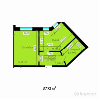 ЖК Сеним — 1-ком 37.7 м² (от 7,166,800 тг)