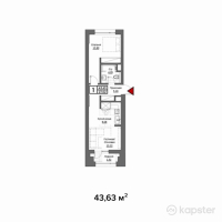 ЖК ЖанаАрка — 1-ком 43.4 м² (от 17,158,800 тг)