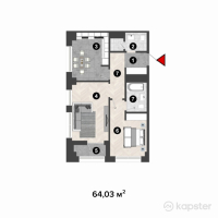 ЖК ЖанаАрка — 2-ком 64 м² (от 25,291,850 тг)