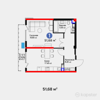 ЖК Dendropark — 1-ком 51.7 м² (от 25,323,200 тг)